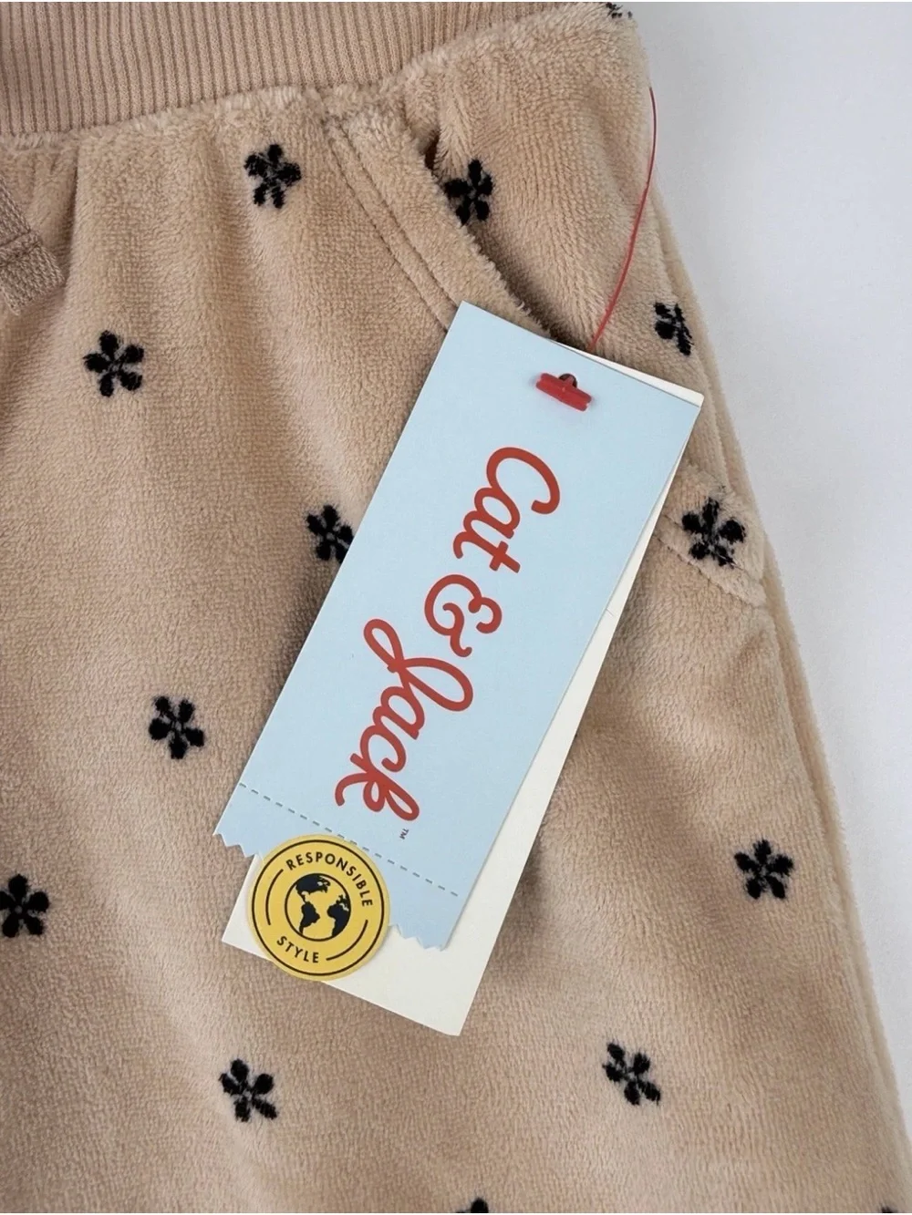 Cat & Jack Kids Beige Floral Fleece Pajama Pants - Cozy Sleepwear